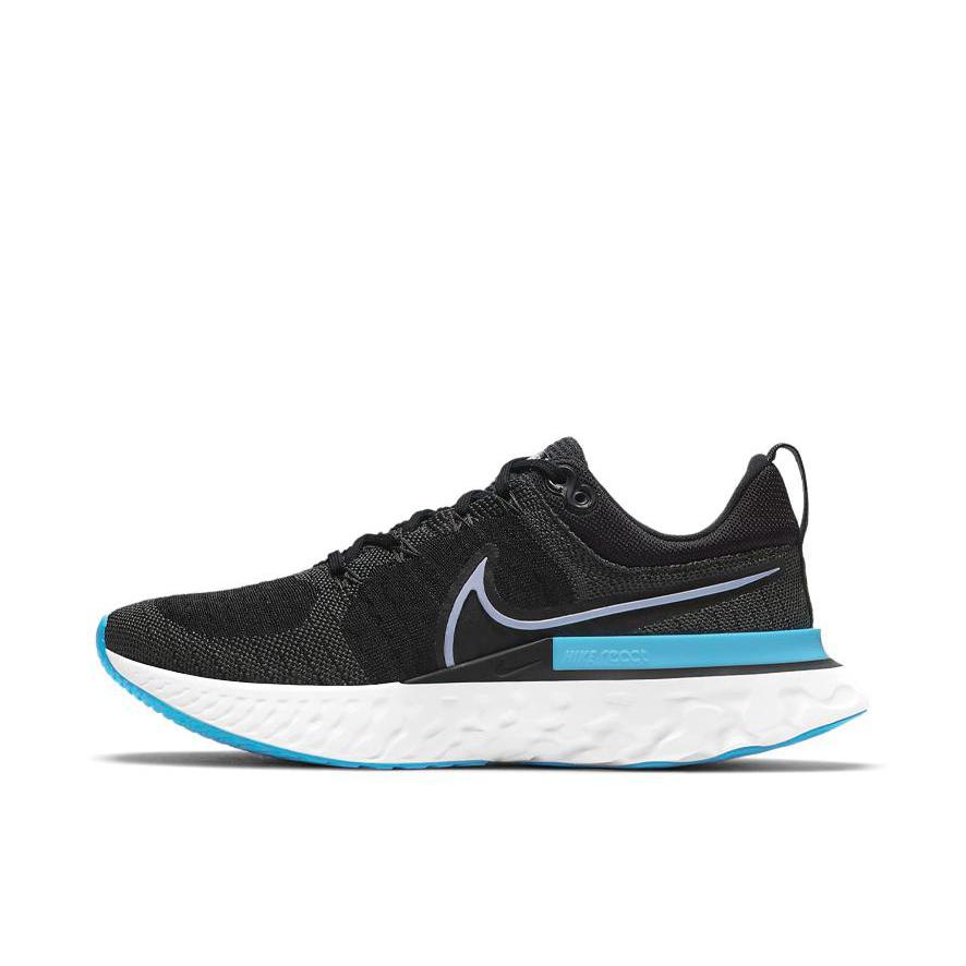 推荐商品：Nike React Infinity Run Flyknit 2 跑鞋 缓震轻便碳板回弹织物合成革防滑训练 黑色/蓝色/白色