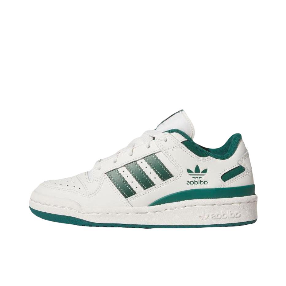 推荐商品：adidas Originals Forum 板鞋 轻便复古防滑时尚魔术贴篮球风薄底包裹性 大童/白色/森林绿/银灰绿