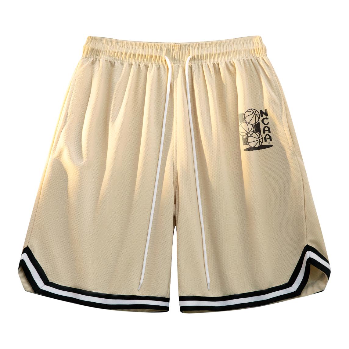 推荐商品：NCAA 美式复古中腰系带印花运动短裤 95259609 卡其
