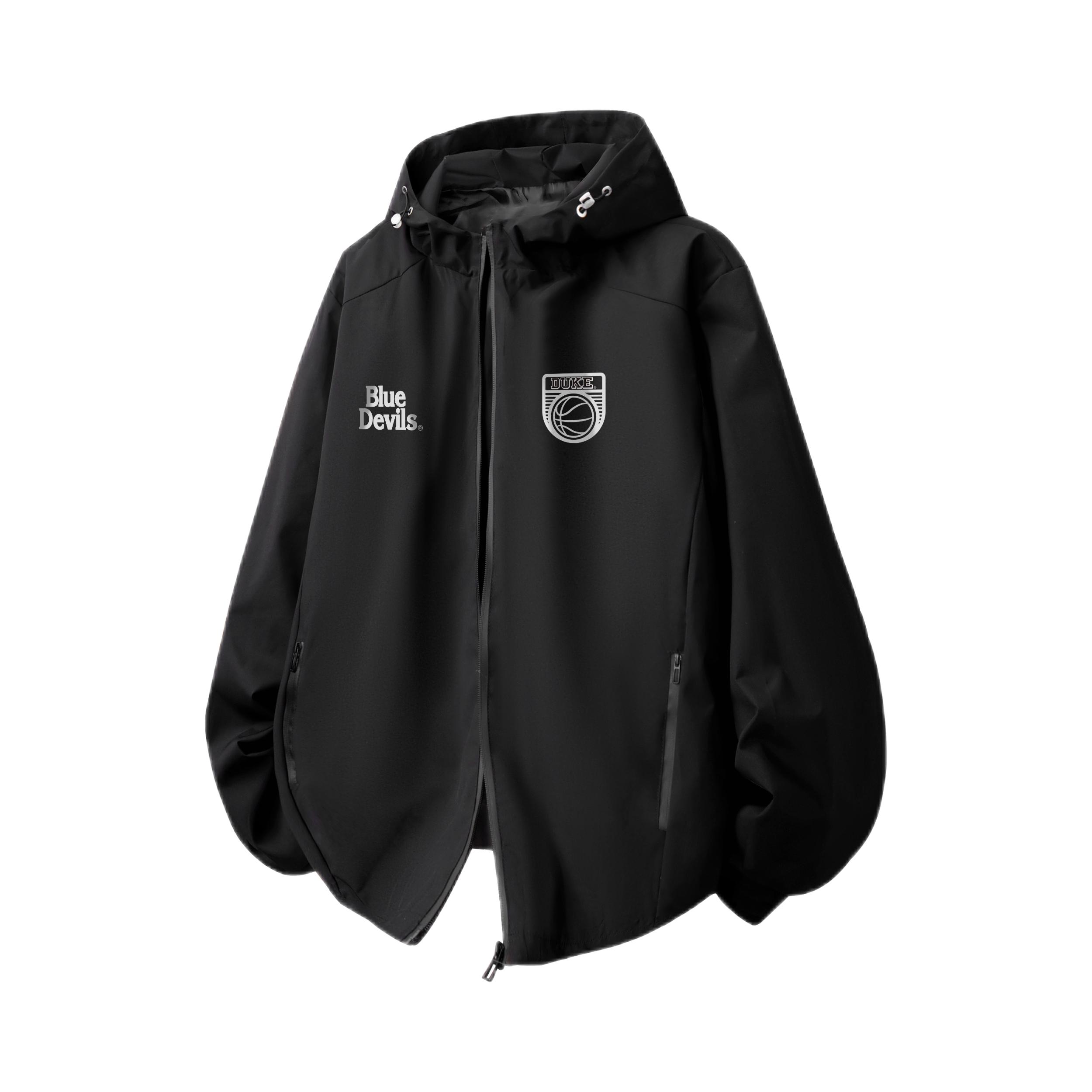 推荐商品：NCAA 复古学院风防风字母logo印花连帽抽绳夹克 94559606 黑