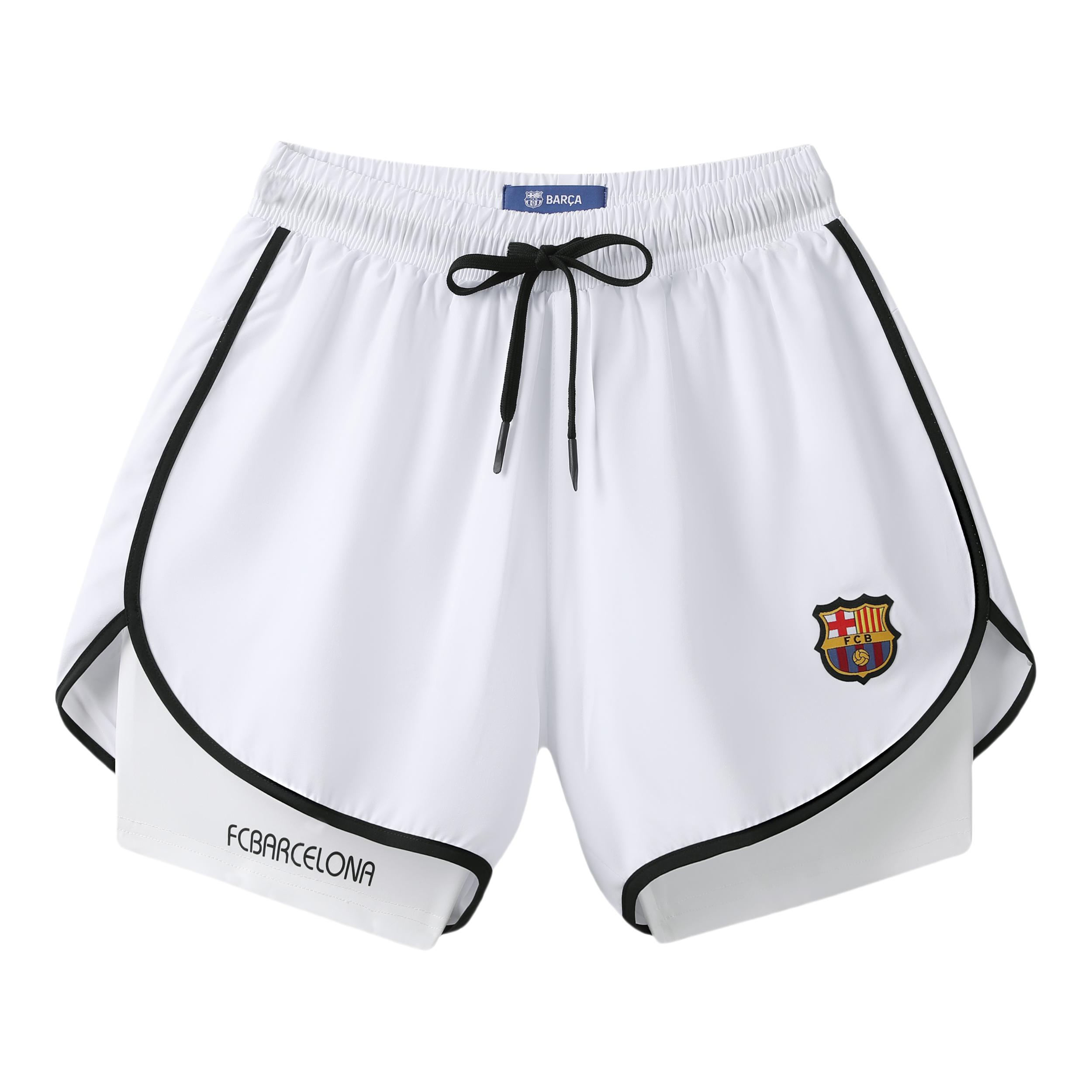 推荐商品：Barcelona/巴塞罗那 山系中腰系带三分运动短裤 FCB2603-623 升级版/白