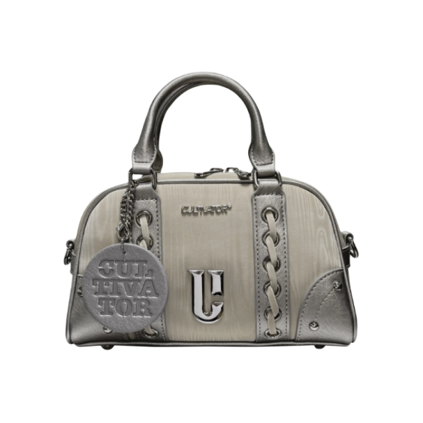 推荐商品：cultivator 小号情侣款休闲撞色炫光PU波士顿包手提包