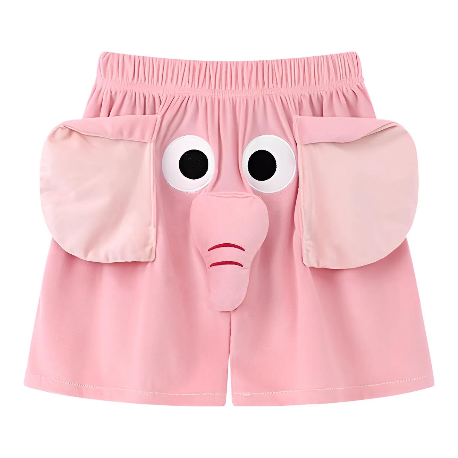 推荐商品：泡泡陷阱 涤纶透气三分松紧中腰休闲短裤 粉