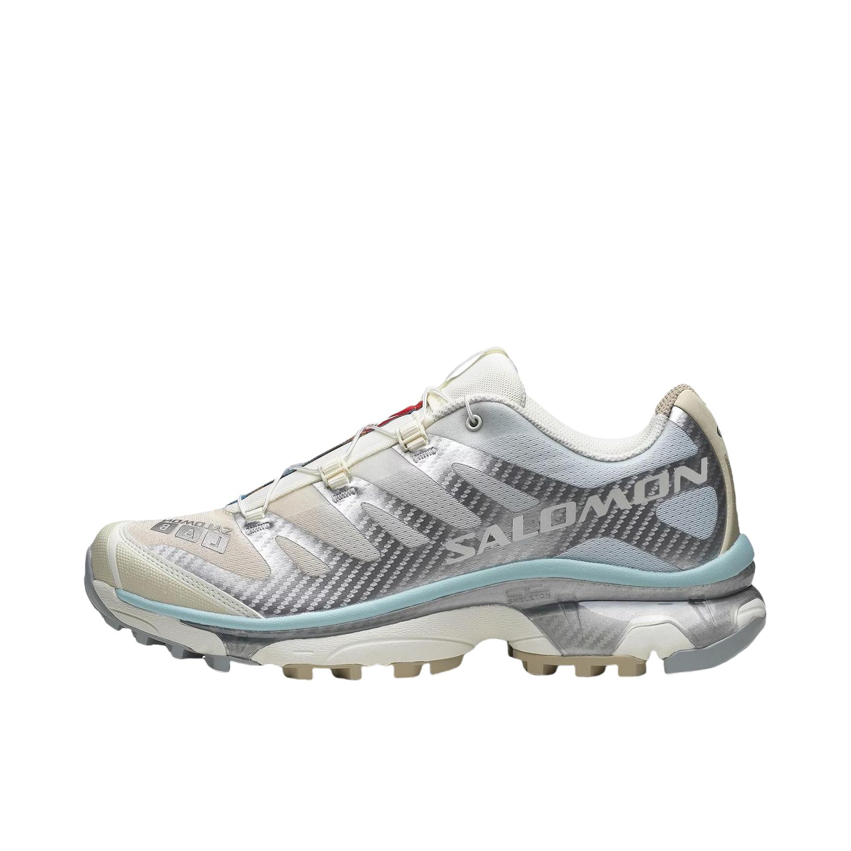 推荐商品：Salomon/萨洛蒙 XT-4 OG 包裹性 减震回弹 网布透气 防滑耐磨 越野 户外休闲鞋 白色/蓝色/银色