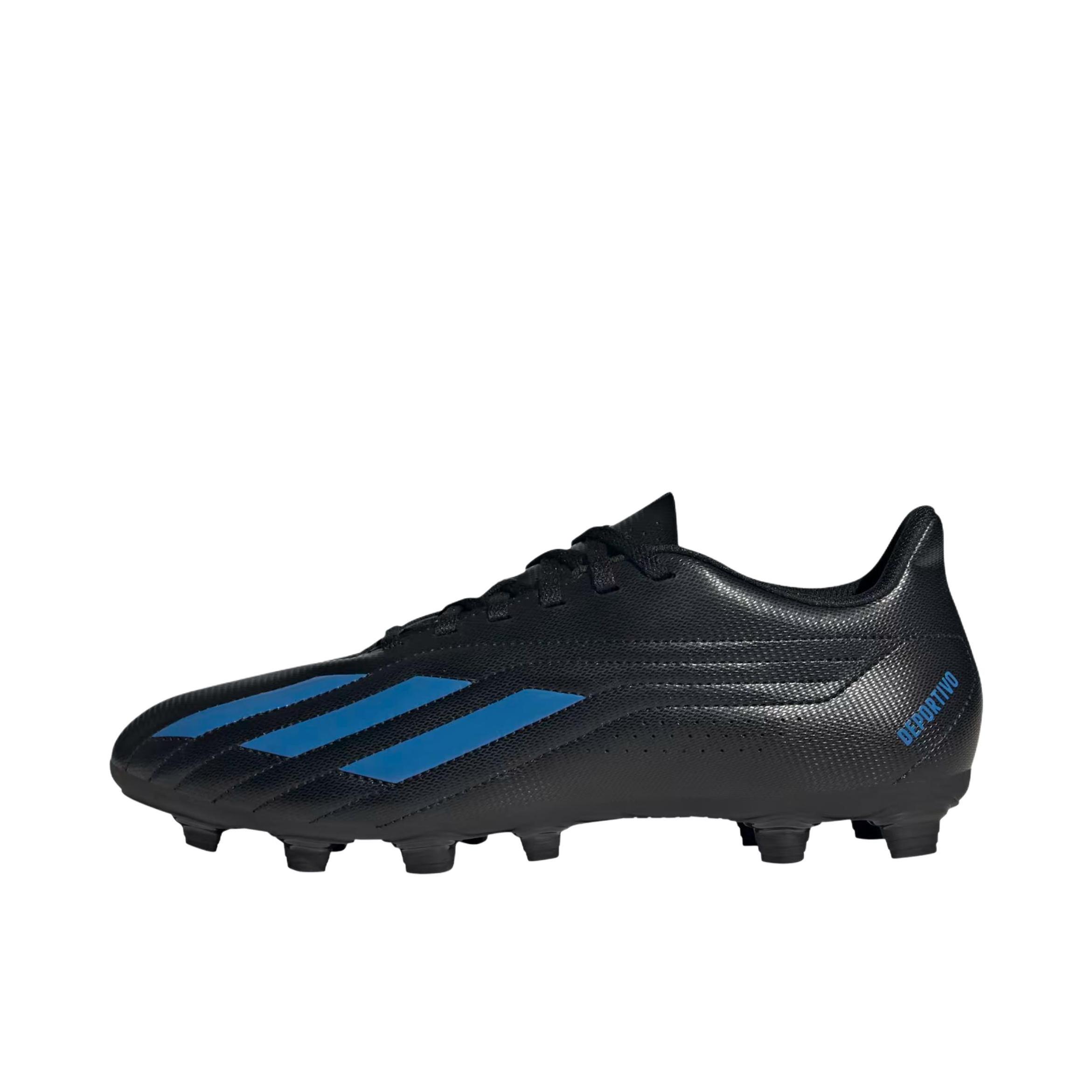 推荐商品：adidas Deportivo II 足球鞋 人造草地防滑耐磨系带平跟耐用 黑色/蓝色