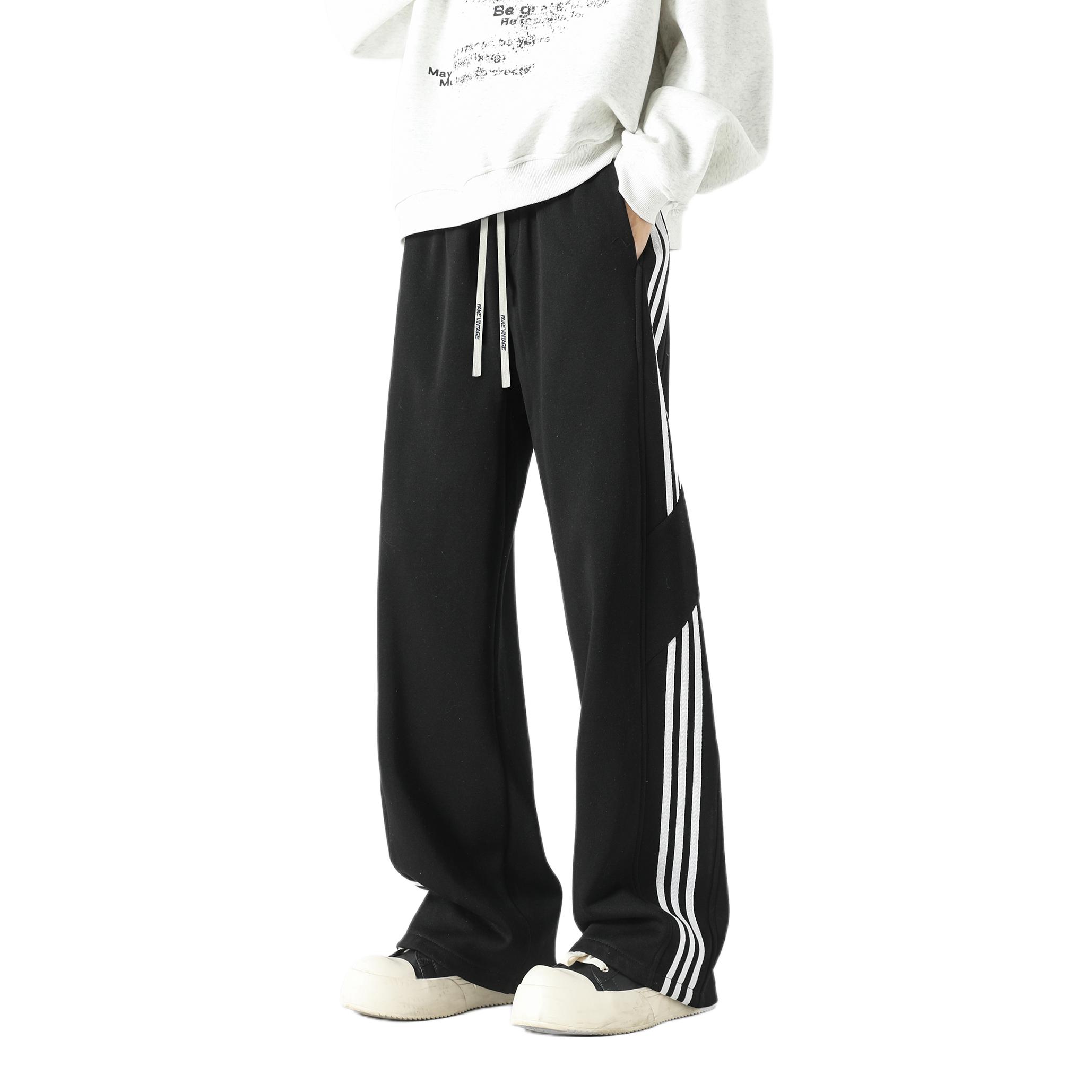 推荐商品：FAKE VINTAGE 阔腿拖地垂感重磅针织运动长裤 FA-PXZ-K24269JR 黑/常规