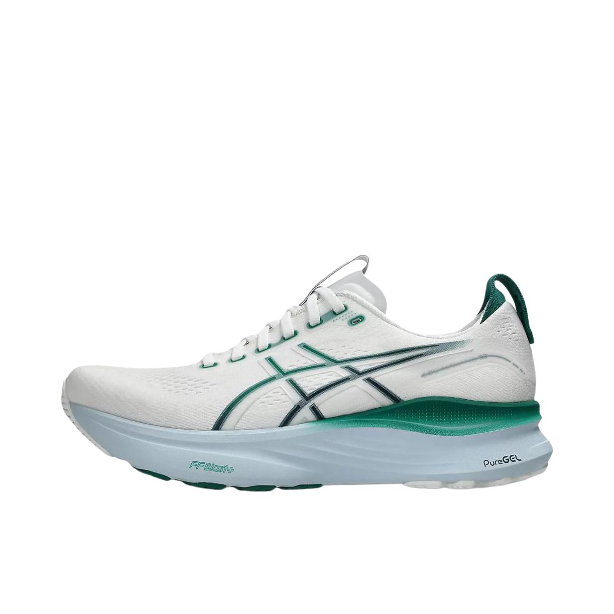 推荐商品：Asics/亚瑟士 GEL-KAYANO 32 跑鞋 防滑耐磨稳定支撑缓震回弹轻量训练圆头体测夜跑短跑 白色/绿色