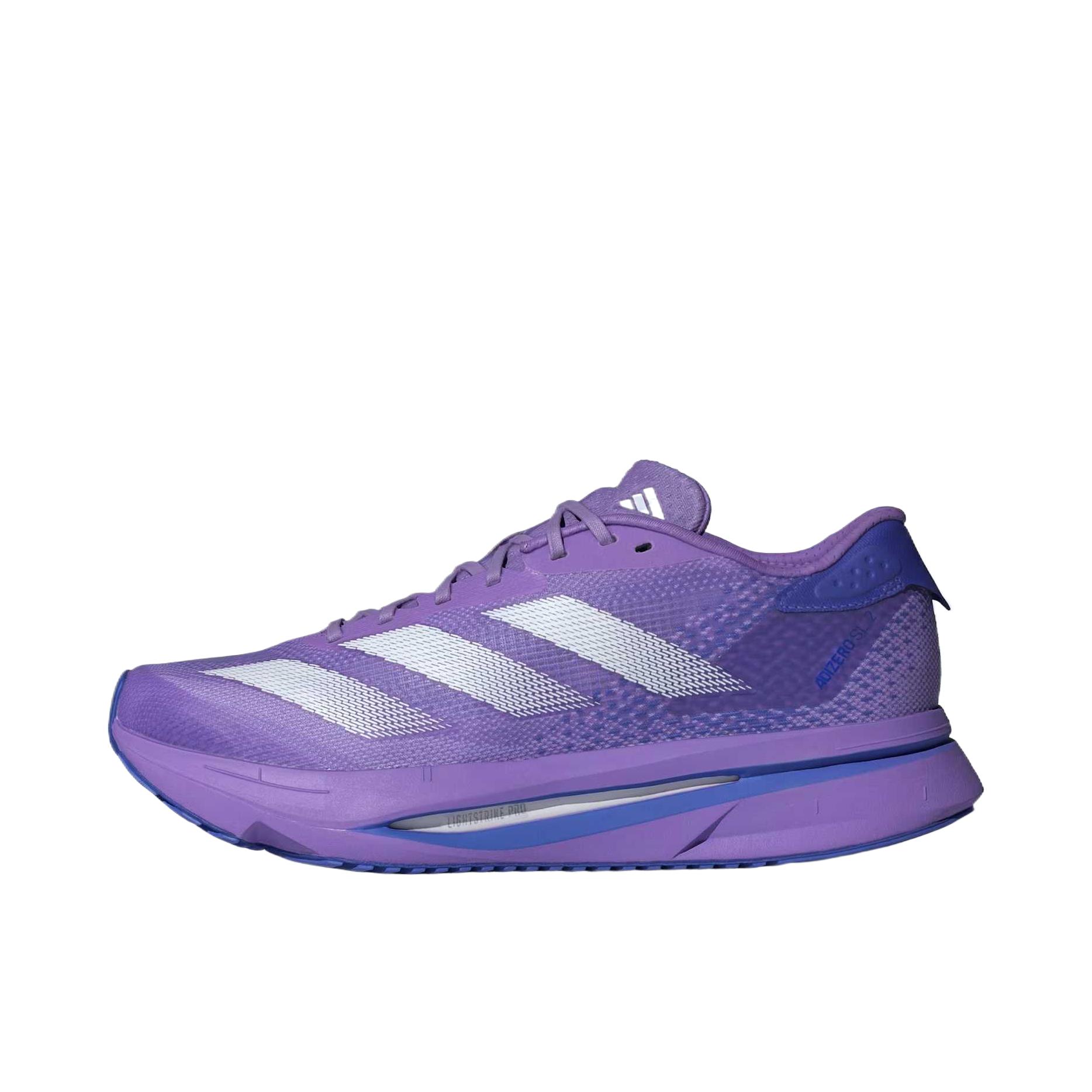 推荐商品：adidas Adizero Sl 2 跑鞋 轻便缓震支撑马拉松闪充长跑备赛体测训练防滑竞速贴合 女款/紫色