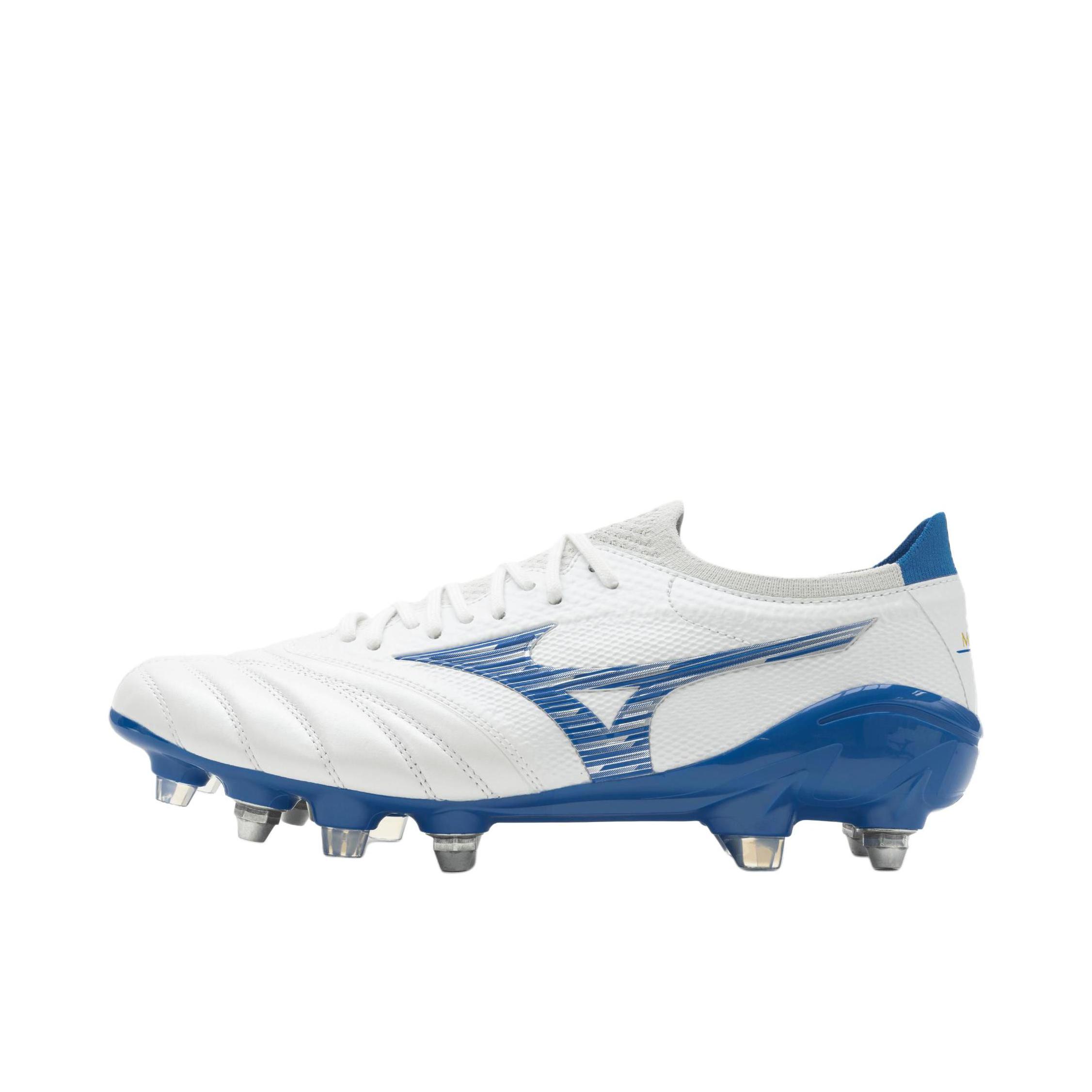 推荐商品：Mizuno/美津浓 Morelia NEO 4 β FG 顶级 长钉 耐磨 胶质 圆头 足球鞋 白色/灰蓝色