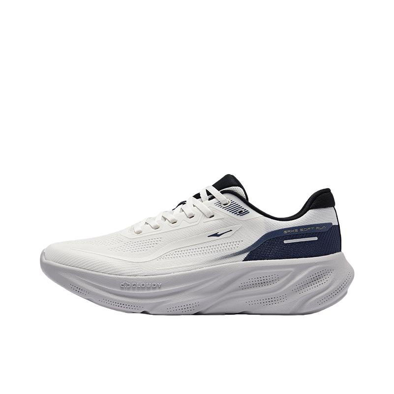 推荐商品：鸿星尔克 云步 跑鞋 网面透气减震软底舒适百搭健身训练跳绳防臭超轻薄轻便防滑短跑秋冬长跑回弹百元券防泼水 微晶白/峡湾蓝