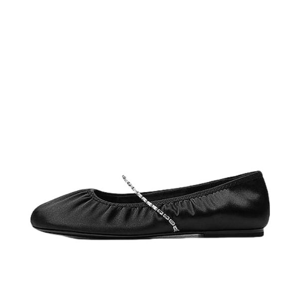 推荐商品：CHARLES&KEITH 单鞋 平底褶皱链条 CK1-70900559 黑色