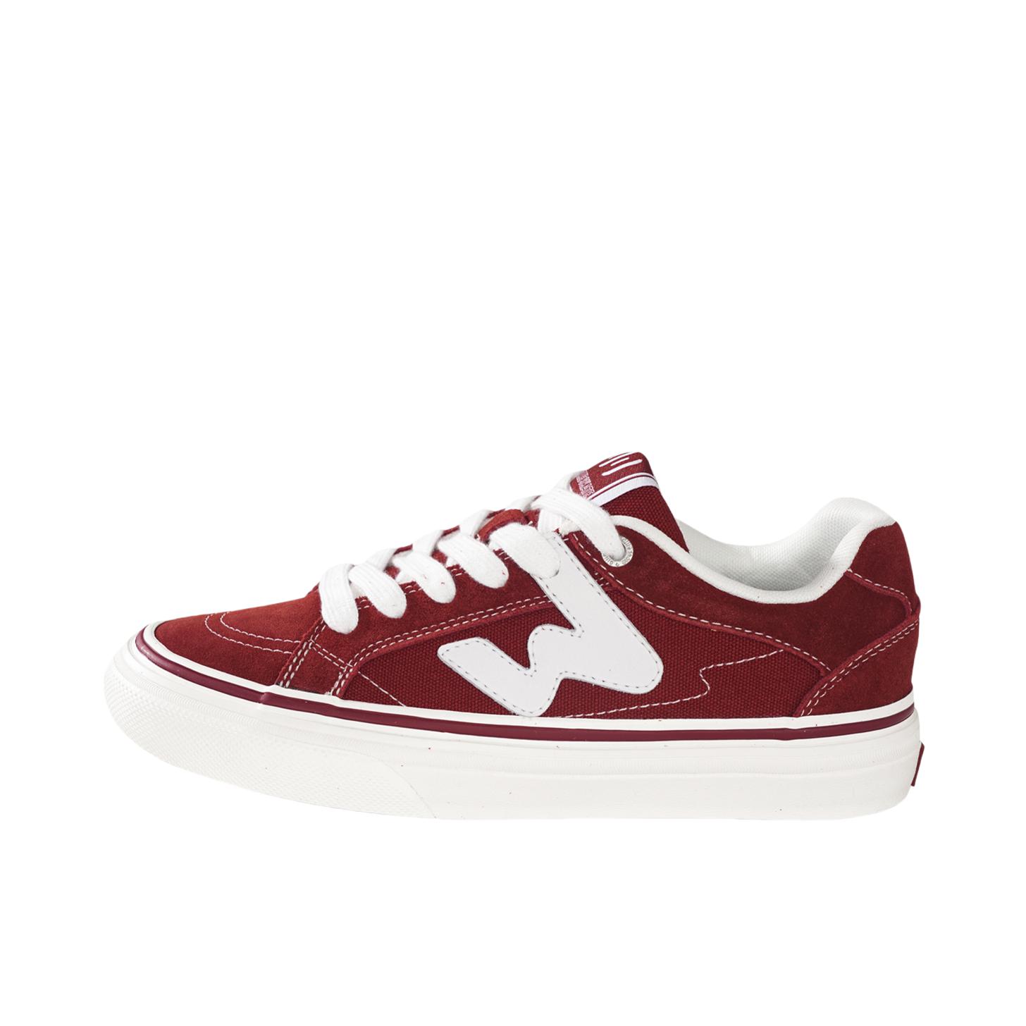 推荐商品：Ollieskate/顽刻 W系列 滑板鞋 板鞋 户外街头校园风帆布拼接国潮耐磨平衡 酒红美拉德