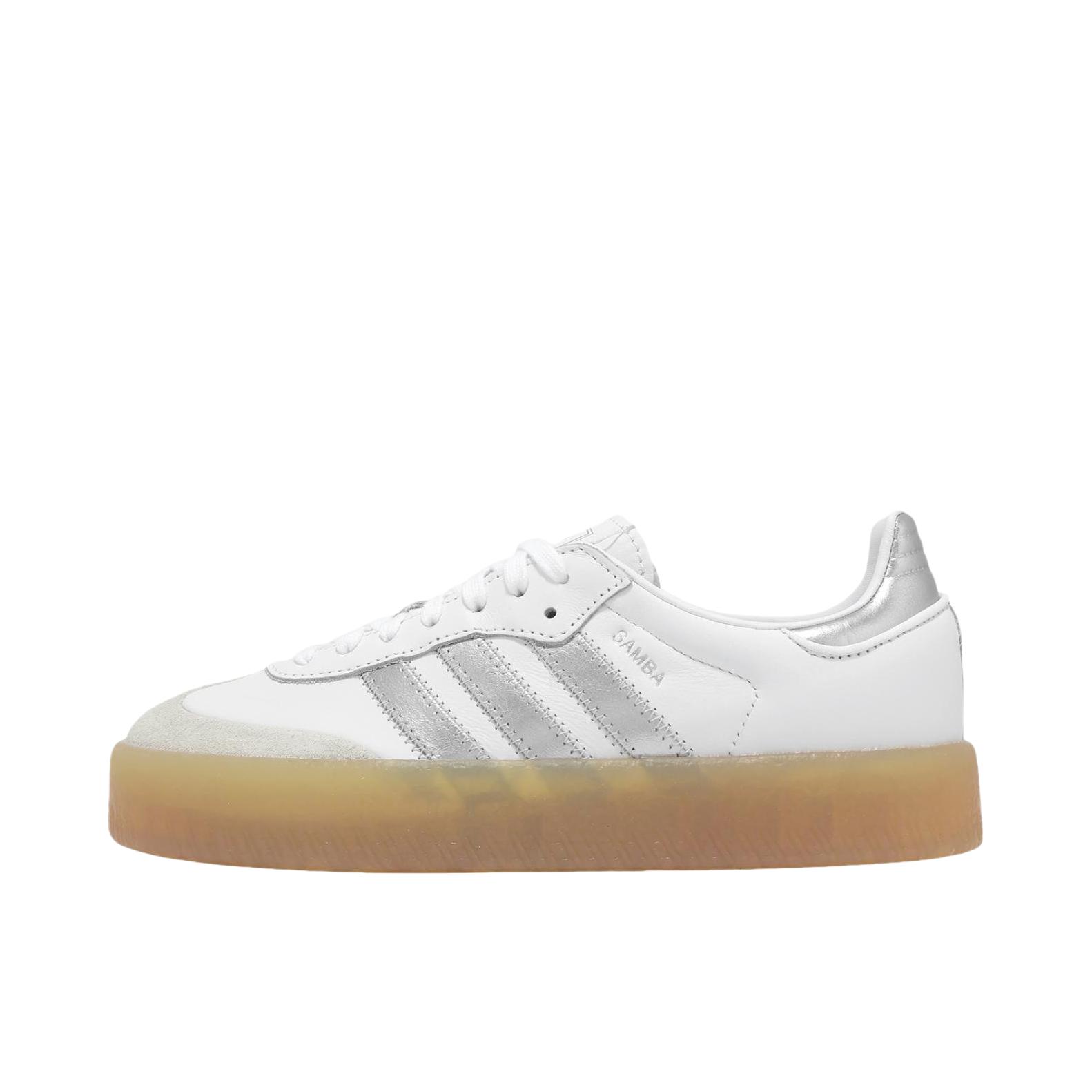 推荐商品：adidas Originals Sambae T头鞋 德训鞋 板鞋 增高包裹性合成革 女款/纯白色/银色
