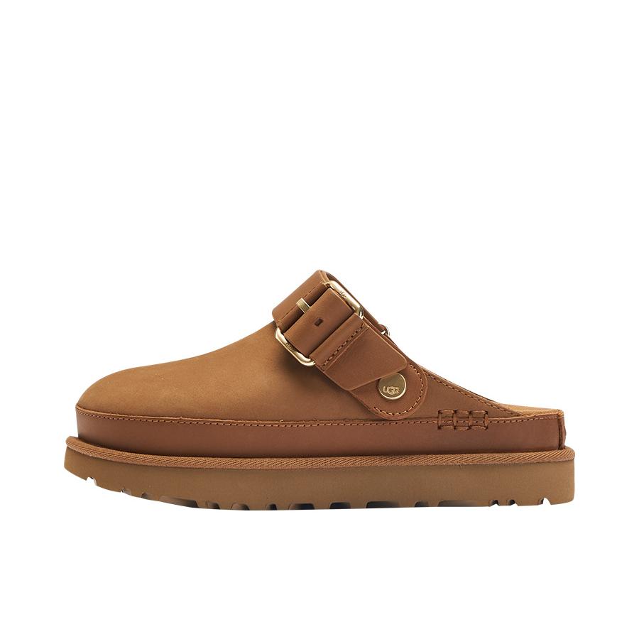 推荐商品：UGG Goldencoast Clog 休闲运动 时尚简约 舒适百搭 一脚蹬 可调节 包头 平底 二层牛皮 凉鞋 女款/栗色