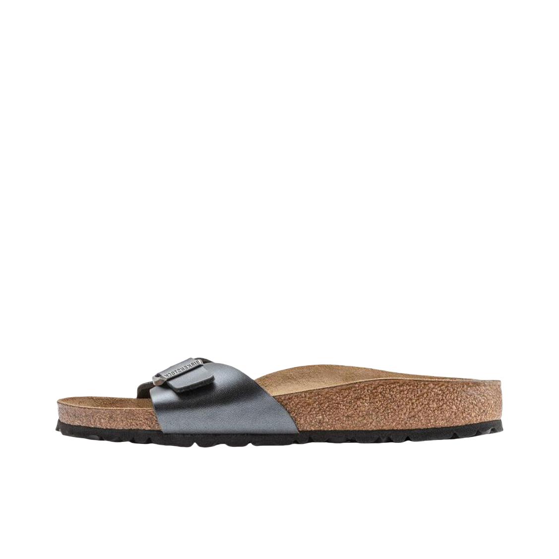 推荐商品：Birkenstock Madrid系列 外穿 软木 一字带 单扣 舒适百搭 拖鞋 女款/金属银