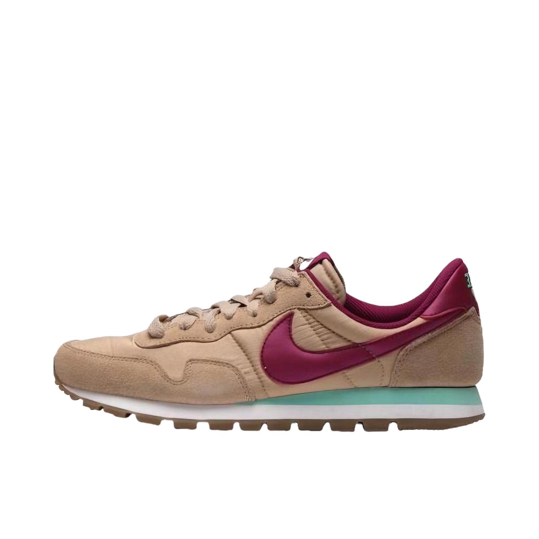 推荐商品：Nike/耐克 Air Pegasus 83 跑鞋 休闲复古防滑耐磨舒适透气缓震轻便运动低帮缓冲系带包裹性 亚麻色/覆盆子红