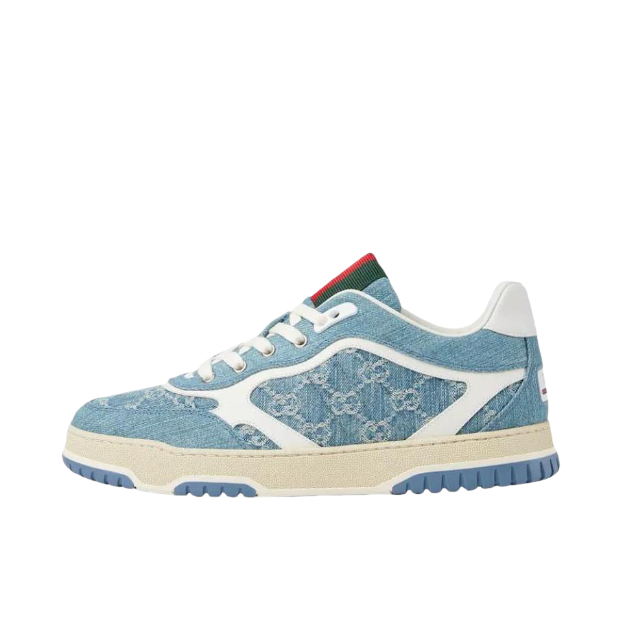 Gucci Re-Web 板鞋 皮革圆头系带低帮 皮革/蓝色