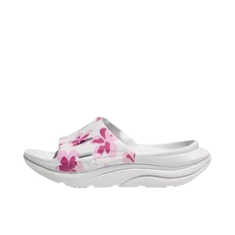 推荐商品：HOKA ONE ONE ORA Recovery Slide 3 软底 轻量 防臭一脚蹬 一字 橡胶底 防滑 防磨 缓震 拖鞋 白色/粉色