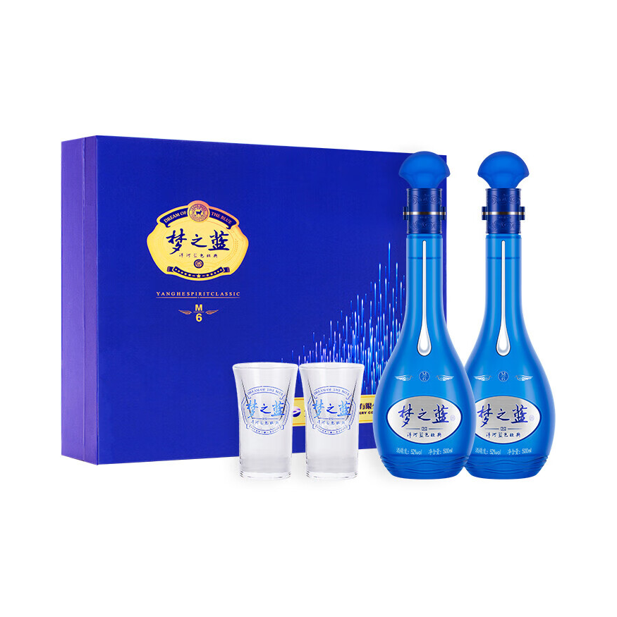 推荐商品：洋河 蓝色经典 梦之蓝 M6 500ml 52度 白酒 礼盒装 浓香