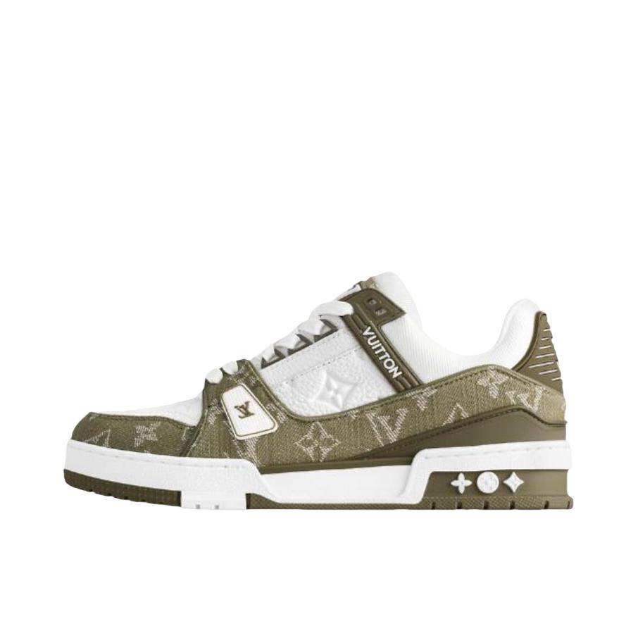 推荐商品：Louis Vuitton/路易威登 Trainer 牛皮革 圆头 系带低帮 板鞋 绿色