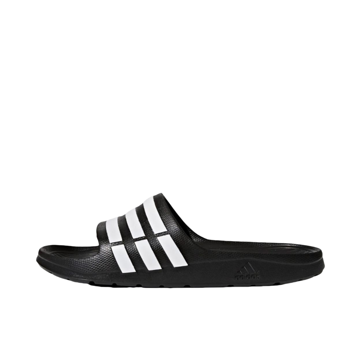 推荐商品：adidas Duramo Slide 防滑耐磨 舒适轻便 沙滩户外 一字运动 简约 拖鞋 深黑色