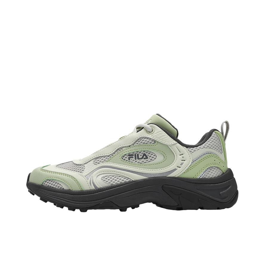 推荐商品：【黄景瑜同款】 FILA/斐乐 FLUXION 运动休闲鞋 川流鞋 复古 女款/百合绿/亮灰色