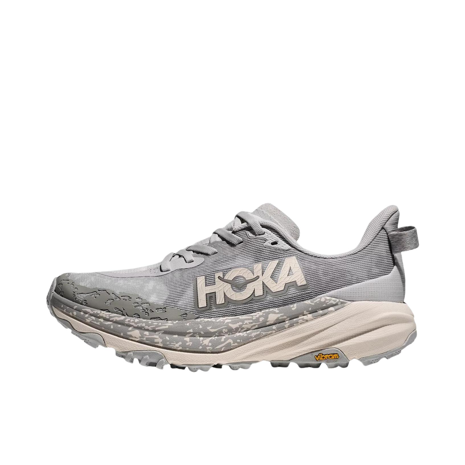 推荐商品：HOKA ONE ONE  Speedgoat 6  飞速羚羊  防滑耐磨 舒适回弹 织物 合成革 轻便 防水  低帮 跑鞋 灰色