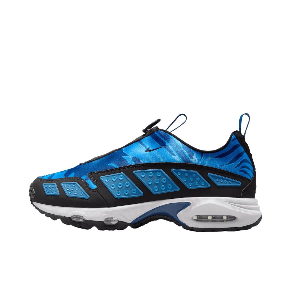 推荐商品：Nike Air Max SNDR 跑鞋 潮流百搭舒适透气防滑耐磨缓震回弹轻便支撑织物低帮贴合 蓝色/黑色/白色