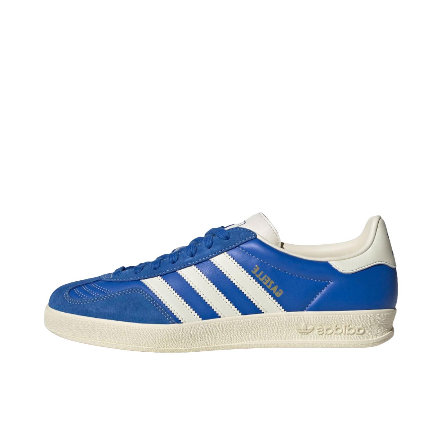 推荐商品：adidas Originals Gazelle Indoor T头鞋 德训鞋 板鞋 舒适缓震防滑耐磨绒面革复古 蓝色/米色