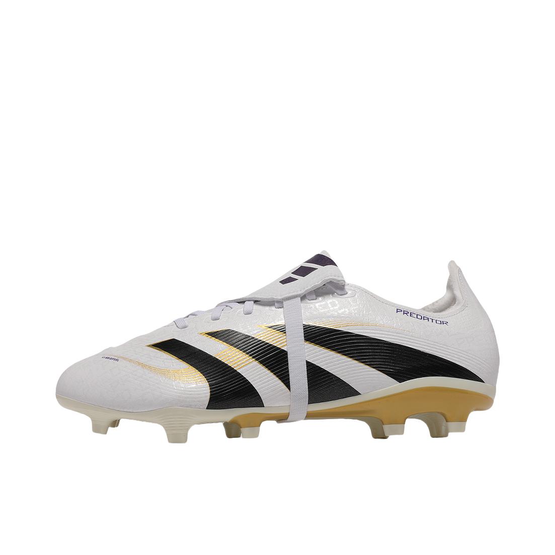 推荐商品：adidas Predator League FG 中端 胶质长钉 硬天然草场 防滑耐磨 减震轻便 足球鞋 白色/黑色/黄色