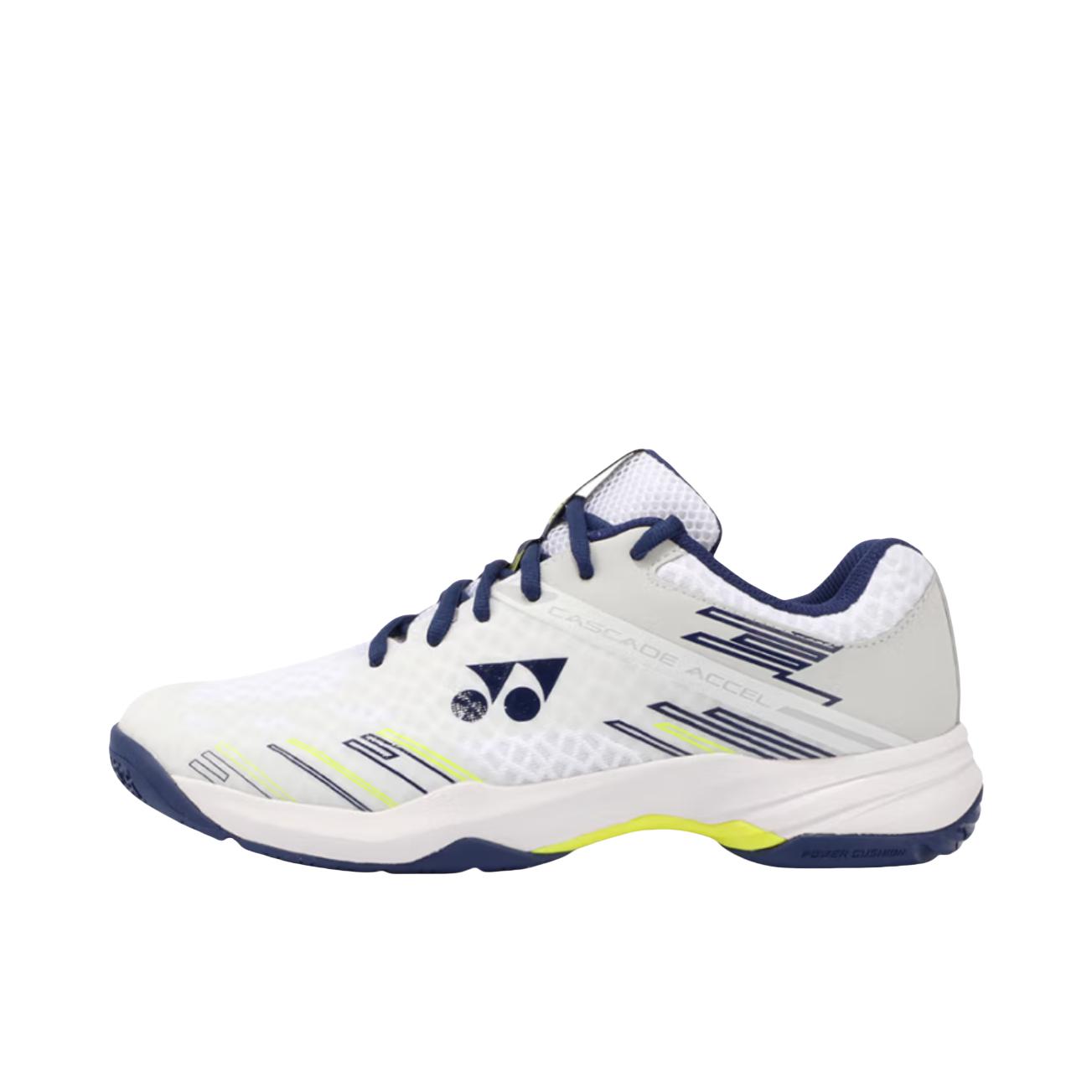 推荐商品：YONEX/尤尼克斯 POWER CUSHION CASCADE ACCEL 羽毛球鞋 防滑耐磨减震透气包裹性织物合成革支撑圆头 白色/藏青色