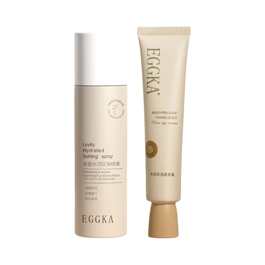推荐商品：EGGKA/蛋卡 轻盈水润彩妆套装【定妆喷雾+素颜霜】 保湿抗氧控油持久快速定妆防水防汗不脱妆