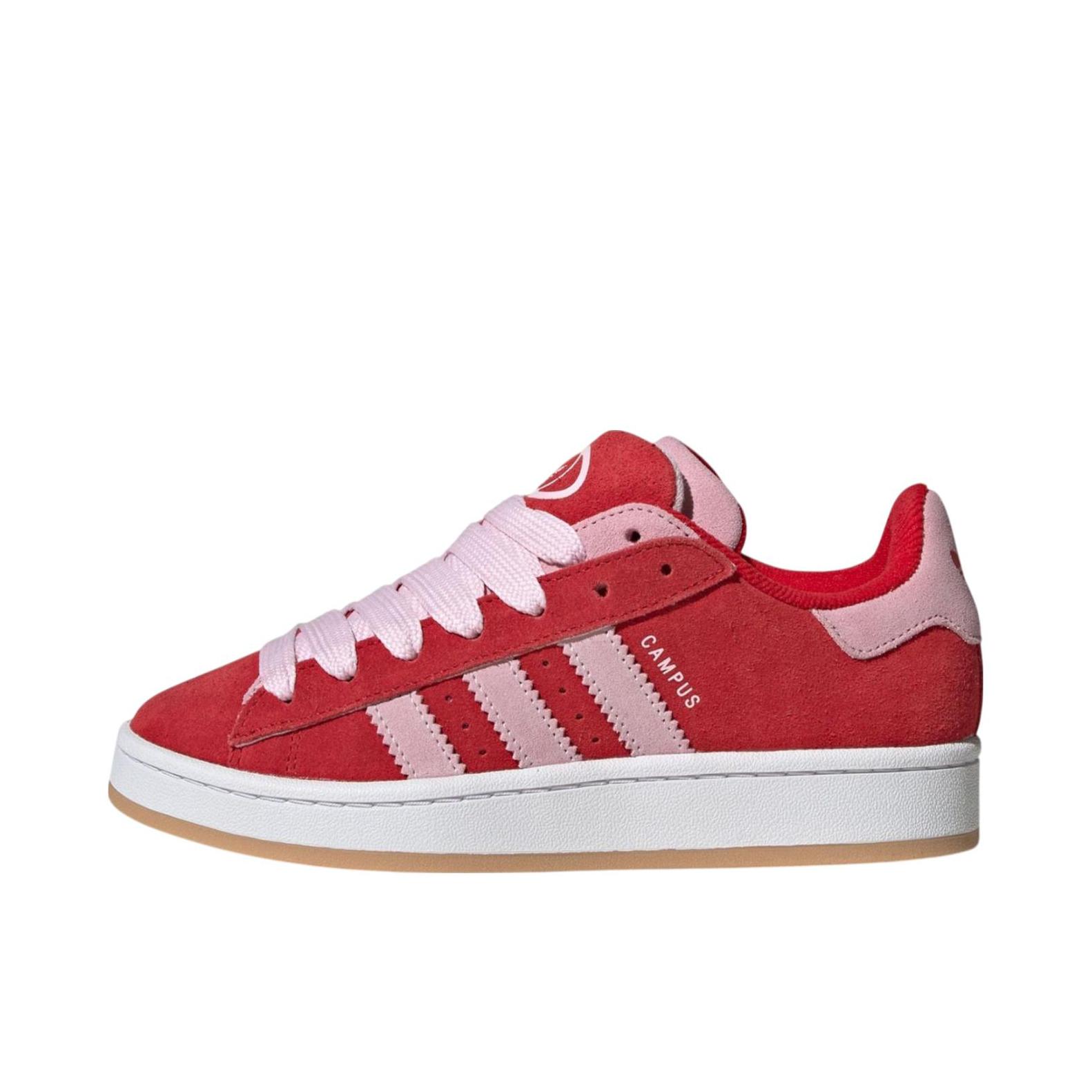 推荐商品：adidas Originals Campus 00s 板鞋 面包鞋 复古缓震透气轻便薄底贴合耐穿圆头包裹性平跟支撑 红色/粉色 