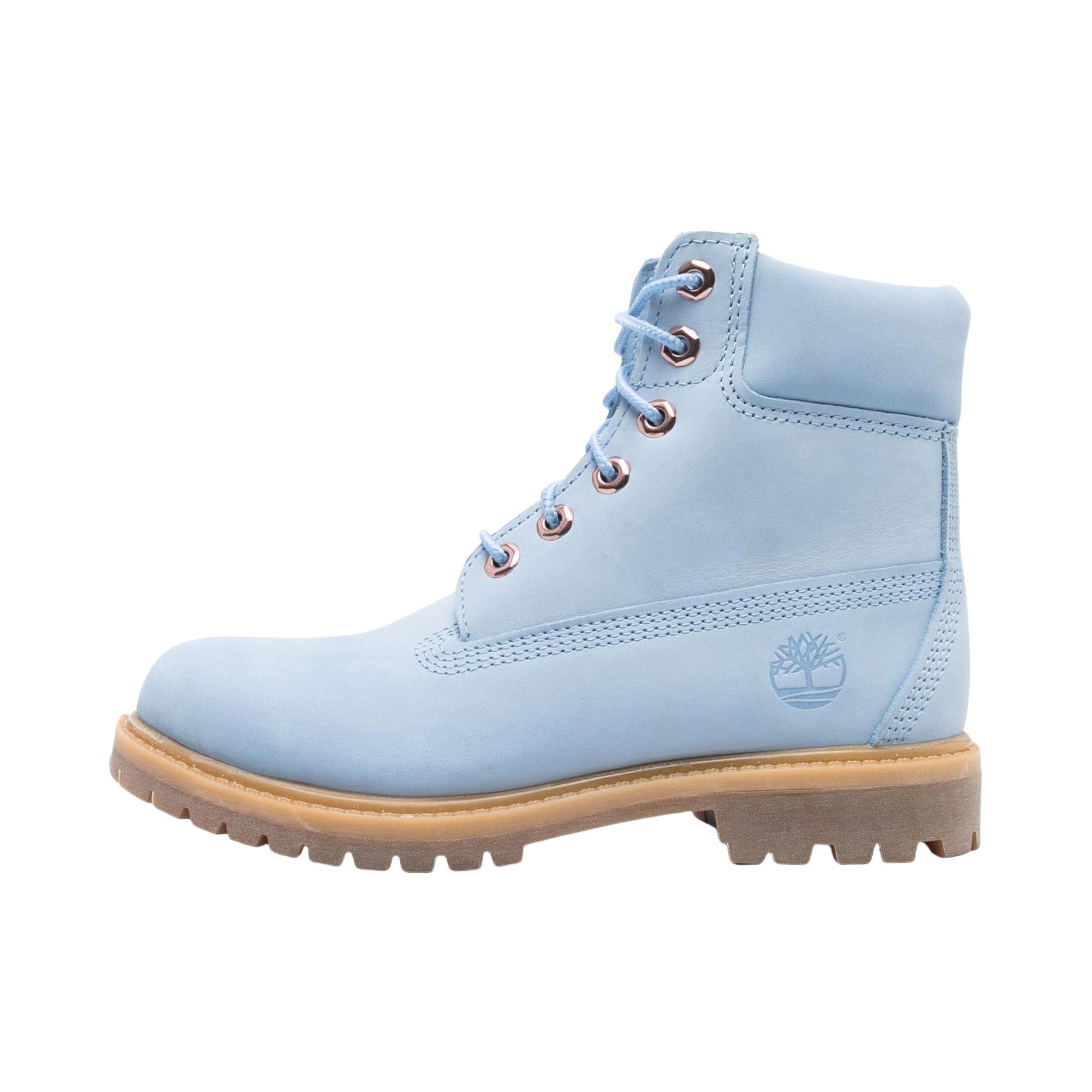 推荐商品：Timberland/添柏岚 踢不烂 户外 防水 耐磨 短筒 高帮 马丁靴 女款/浅蓝色