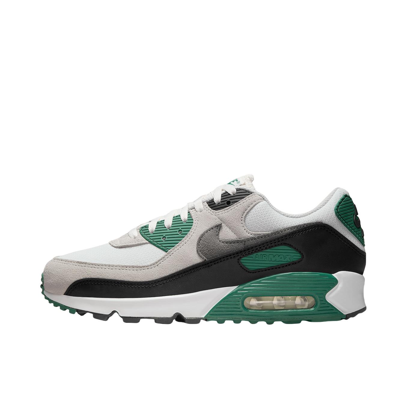 推荐商品：Nike Air Max 90 跑鞋 气垫合成革缓震透气复古增高圆头贴合拼接 绿色/灰色/白色/黑色