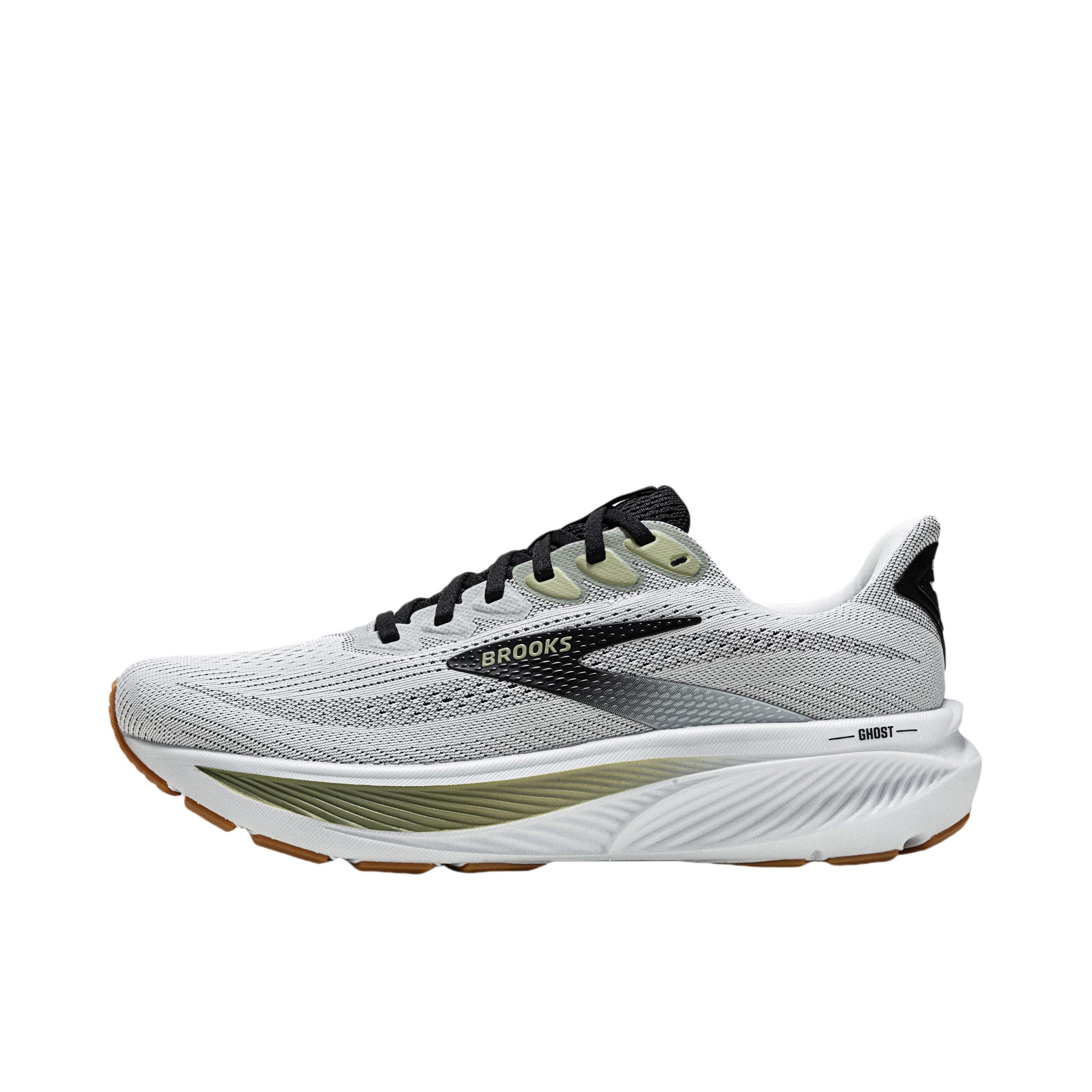 推荐商品：Brooks/布鲁克斯 Ghost幽灵17 缓震 运动 系带 回弹 跑鞋 白色/黑色/绿茶色