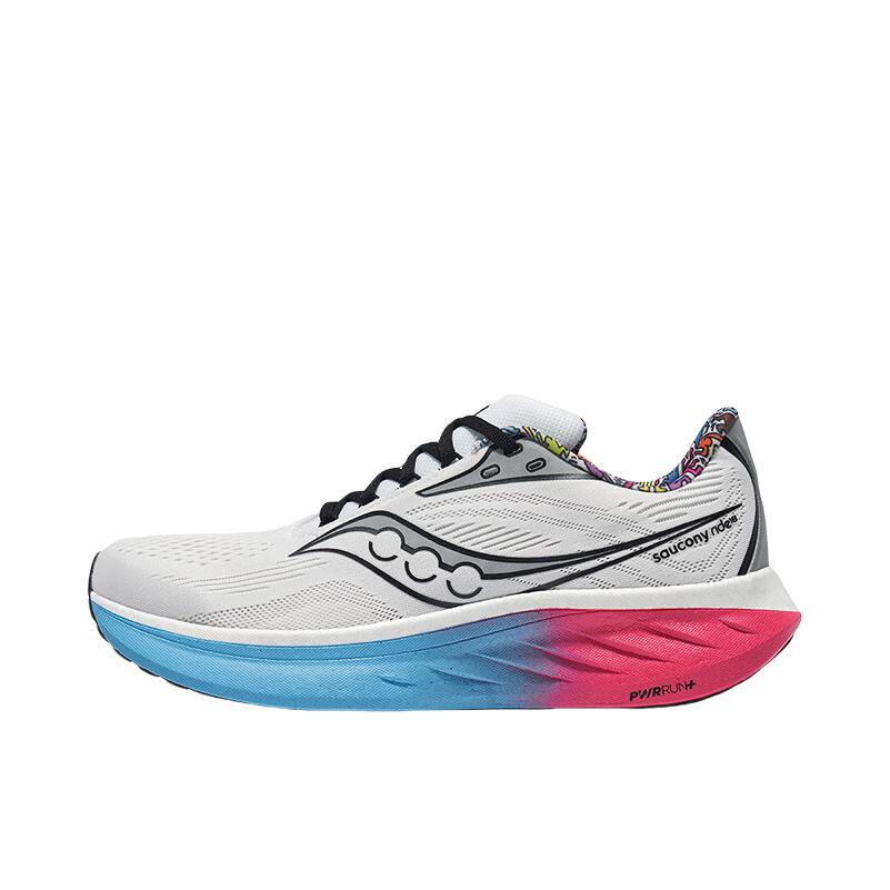 推荐商品：Saucony/索康尼 Ride 驭途 18 舒适缓震 防滑耐磨 低帮 慢跑 百搭 跑鞋 KEITH联名/男款/白色/灰色