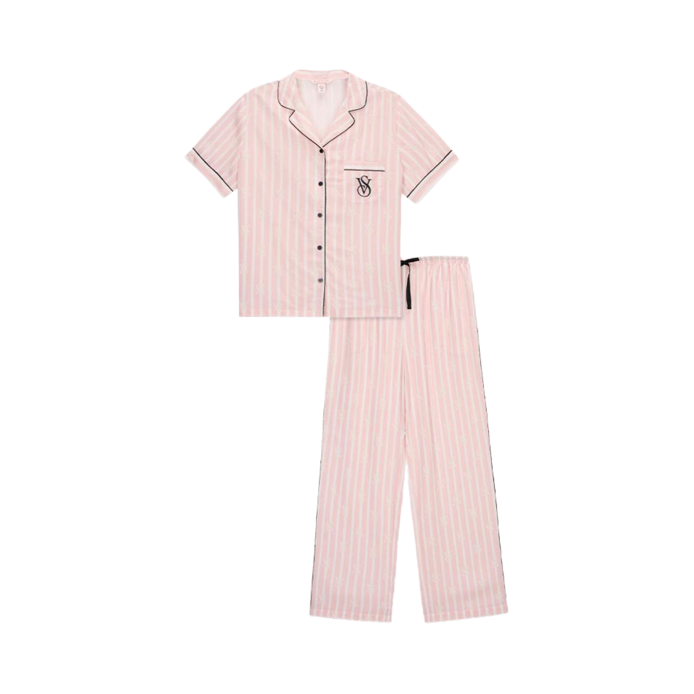 推荐商品：【田曦薇同款】Victoria's Secret/维多利亚的秘密 空气感宅度假垂顺天丝不易皱印花西装领碎花睡衣 女装 11262805 粉