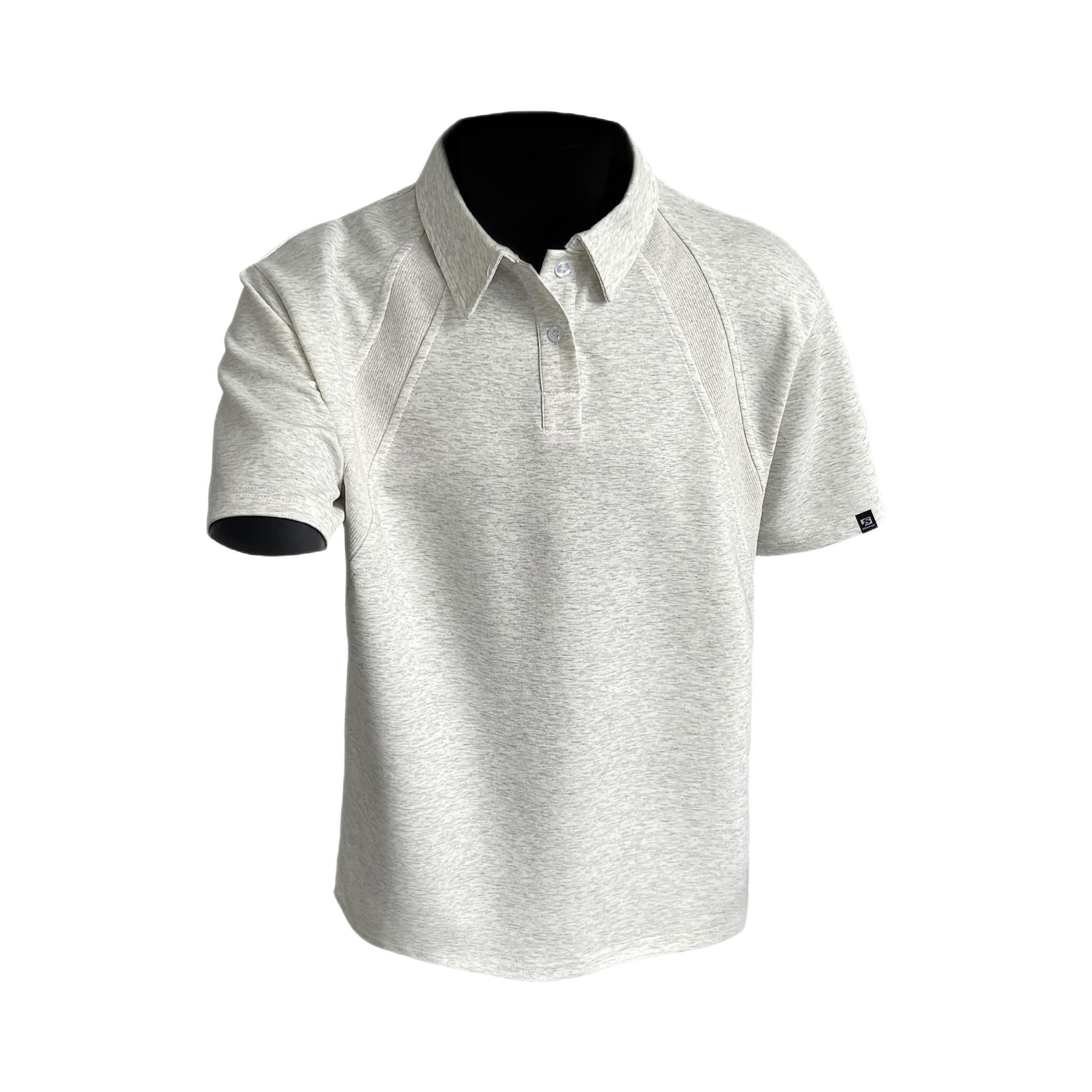 推荐商品：7 SEVFUN/七色纺 正肩短款硬挺太空棉Polo衫 AL01XZ508P80460 白花灰