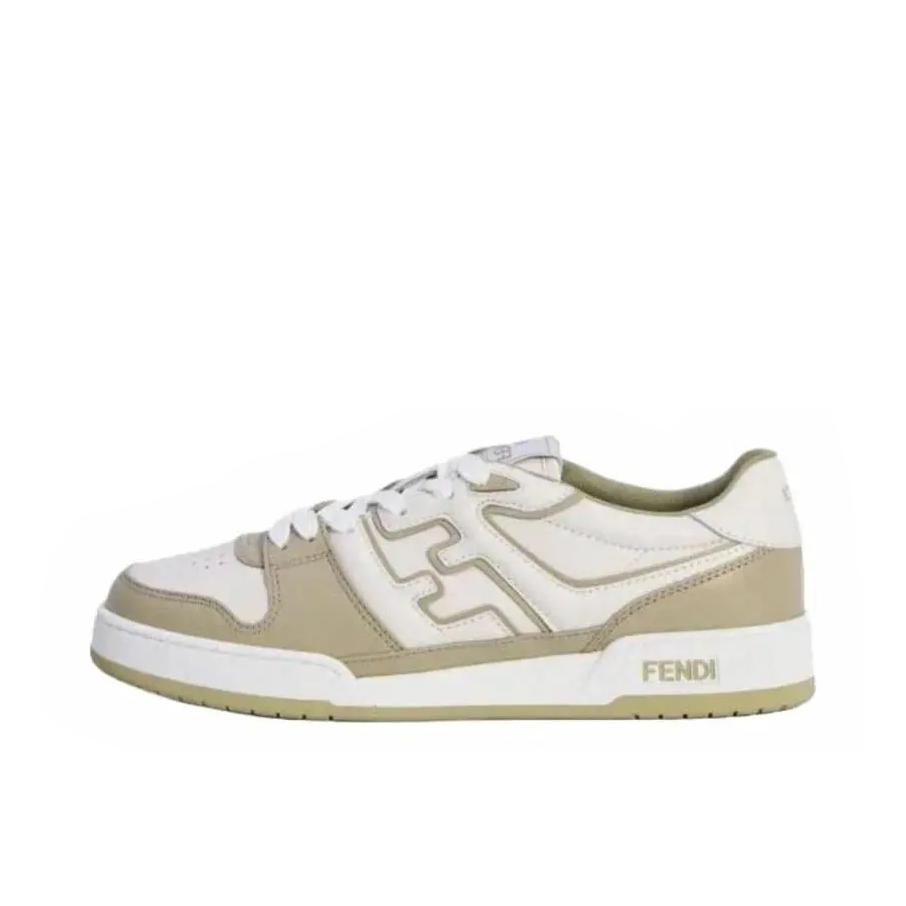 推荐商品：FENDI/芬迪 Match 板鞋 舒适减震耐磨圆头牛皮绒面复古百搭时尚运动 米色/白色