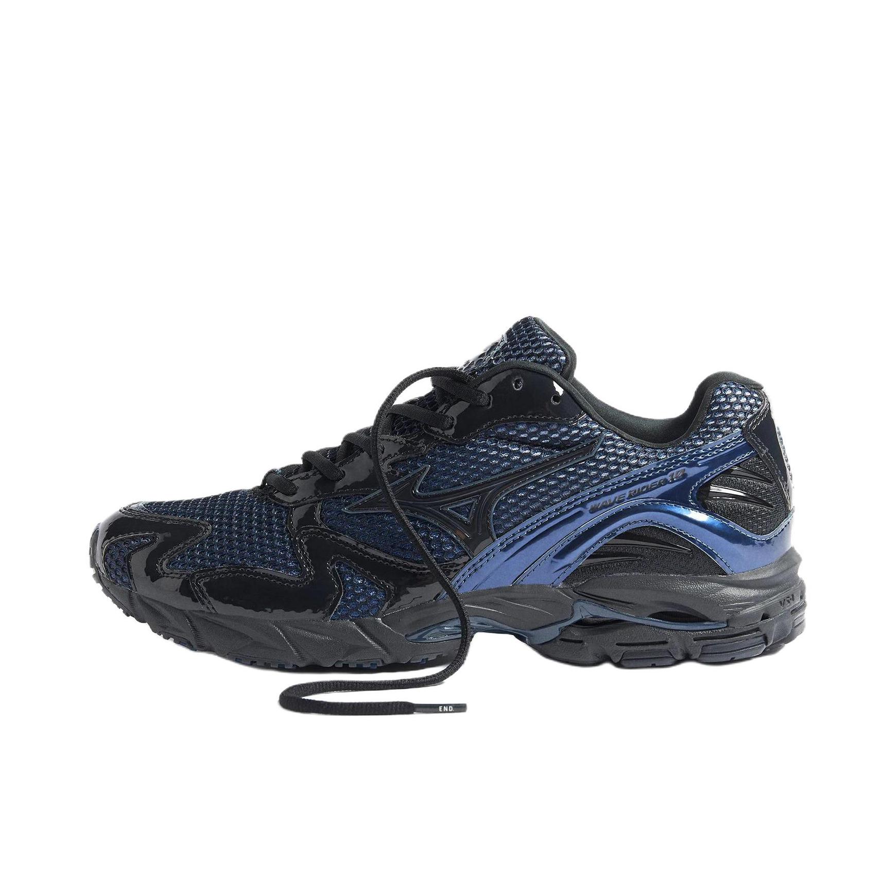 推荐商品：Mizuno/美津浓  Wave Rider 10  经典减震 防滑耐磨 轻便  网布 透气 织物 复古 合成革 运动  跑鞋 END. 联名/蓝色 
