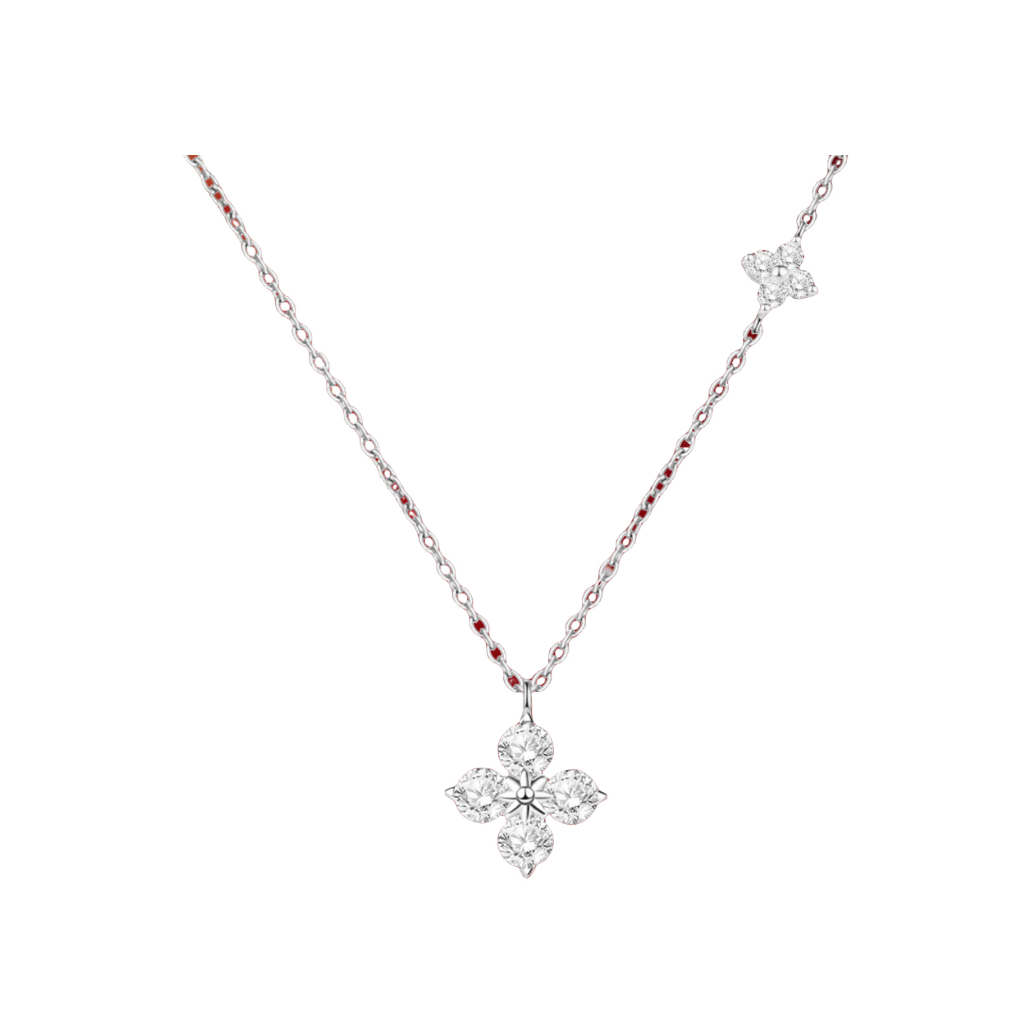 推荐商品：chomel/卓美尔 双生四叶草足银项链