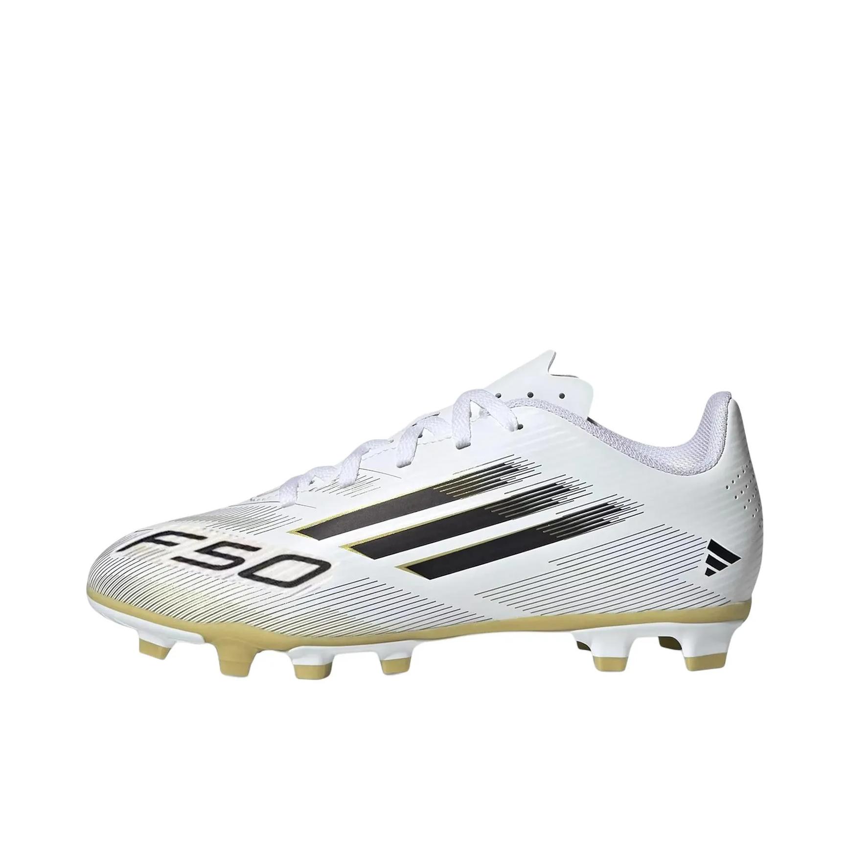 推荐商品：adidas F50 Elite FG 足球鞋 顶级胶质长钉天然硬草地耐用支撑 大童/云白色/核心黑色/金属金色