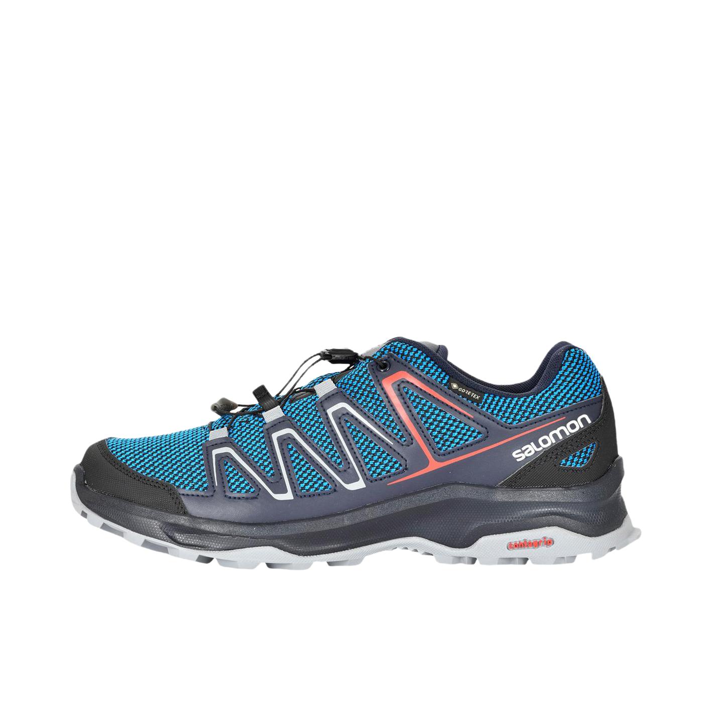 推荐商品：Salomon/萨洛蒙  Custer Gtx  皮革 防滑耐磨  低帮  圆头 舒适百搭  户外鞋 蓝色