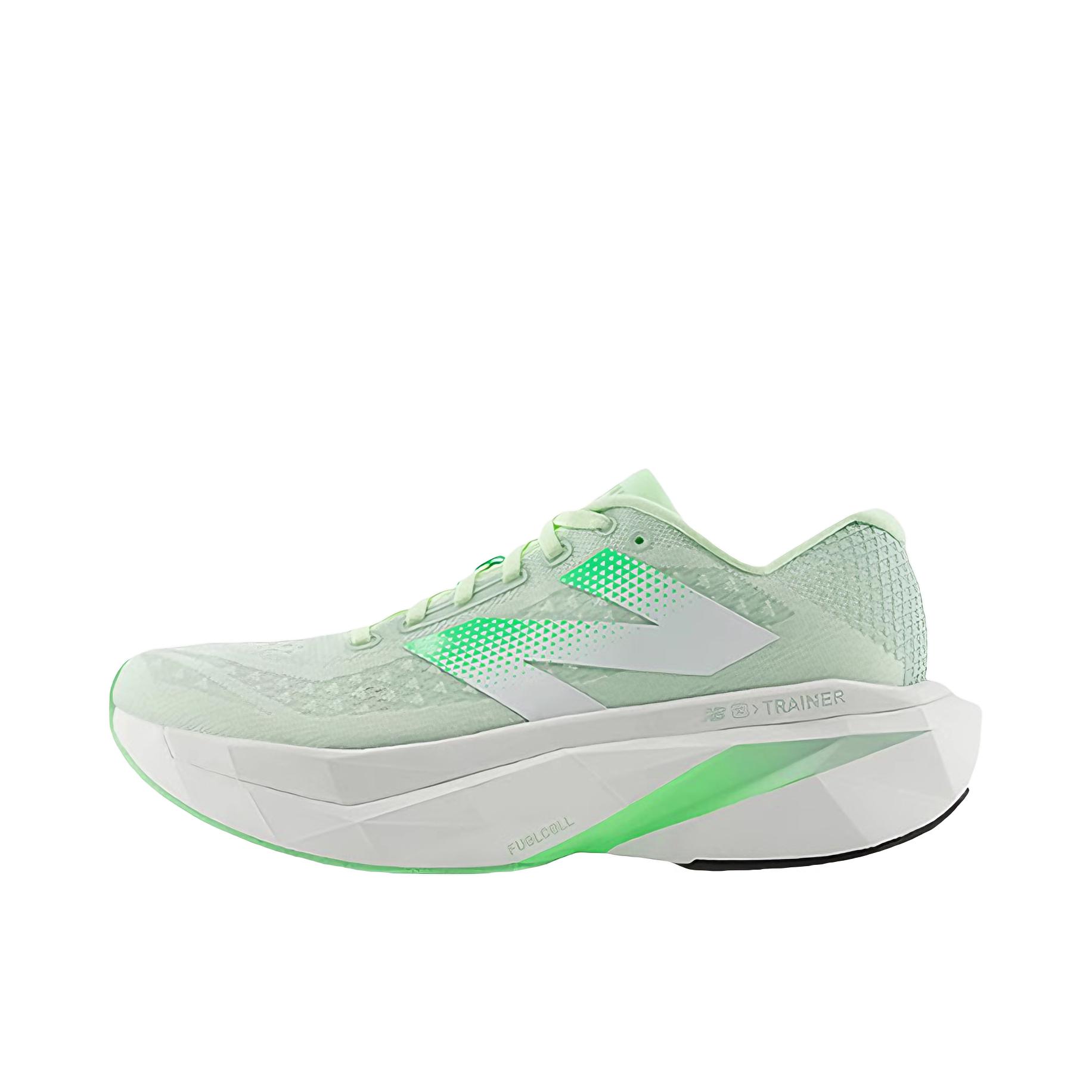 推荐商品：New Balance FuelCell SuperComp Trainer v3 跑鞋 轻量碳板系带防滑耐磨缓震复古公路短跑 B宽/女款/浅绿色