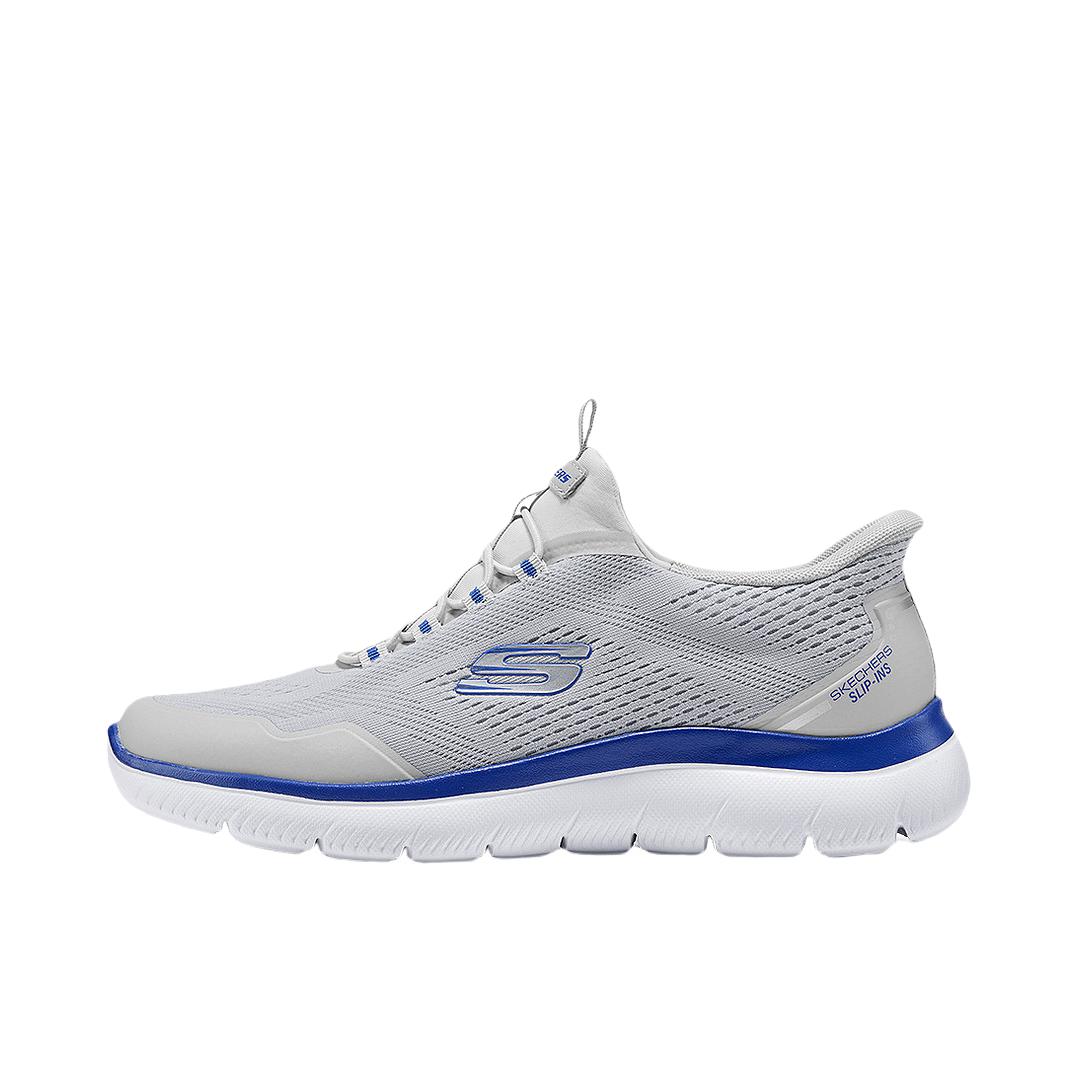 推荐商品：Skechers/斯凯奇 运动休闲鞋 柔软一脚蹬日常低帮 233045 灰色/蓝色