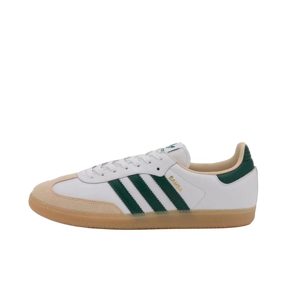 推荐商品：adidas Originals Samba OG T头鞋 板鞋 经典复古舒适百搭耐磨合成革圆头薄底贴合 纯白色/绿色