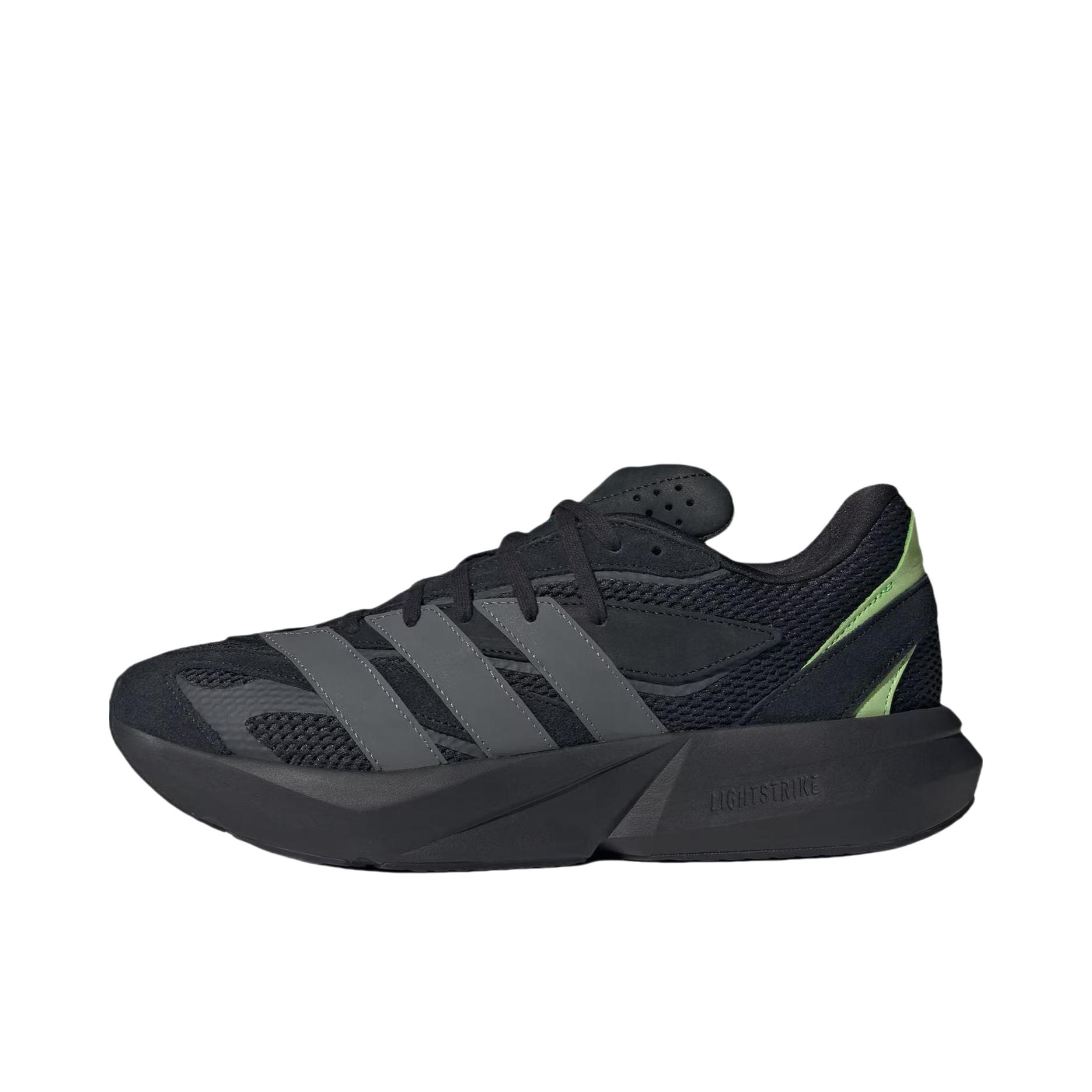 推荐商品：adidas Lightblaze 运动休闲鞋 简约防滑耐磨低帮回弹轻运动 黑色/绿色