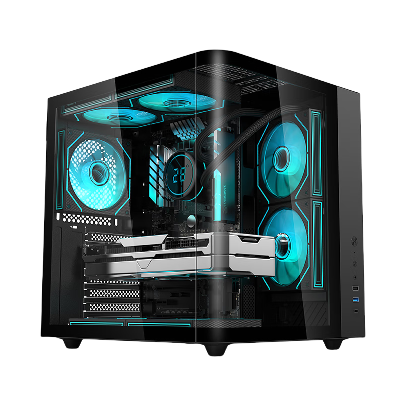 推荐商品：SOEYI/硕一 鲲鹏CH2+ 海景房电脑机箱 曲面玻璃设计 支持ATX大板