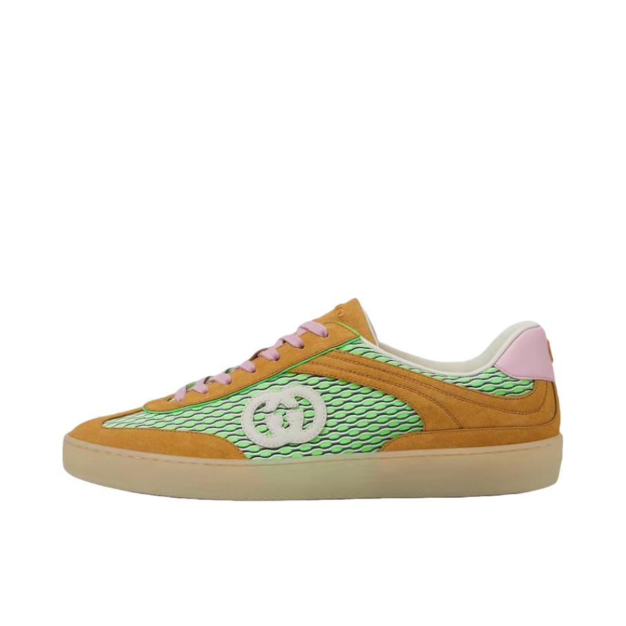 推荐商品：Gucci Incrocio GG 绒面革 圆头 平底 低帮 板鞋 棕色/绿色